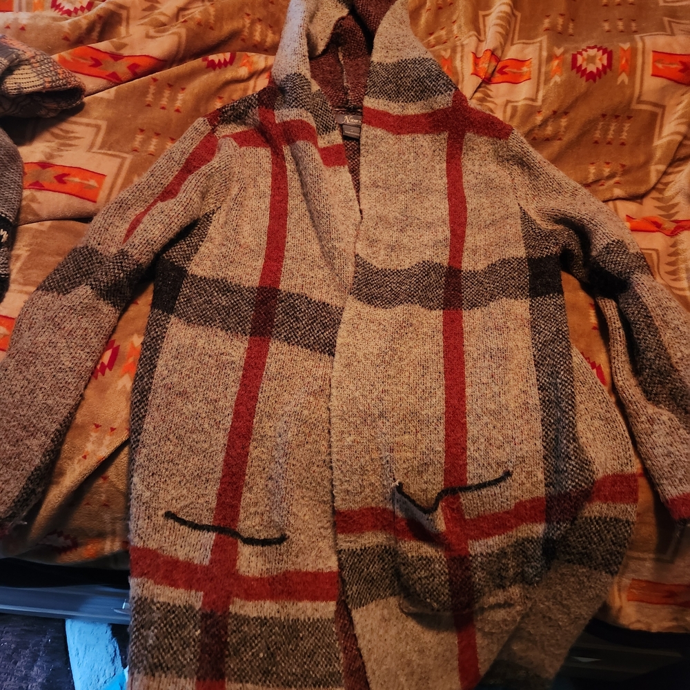 Natural Reflections Red and Gray Checkered Sweater